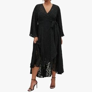 NWT Elegant Black Wrap Dress